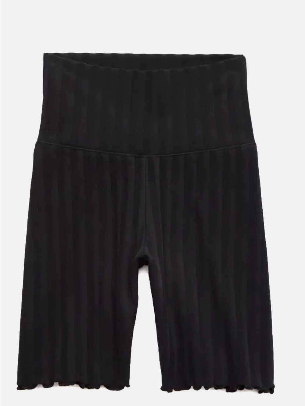 Aerie High-Waist Ribbed Bike Shorts - Black and Smocked shorts in peach colo